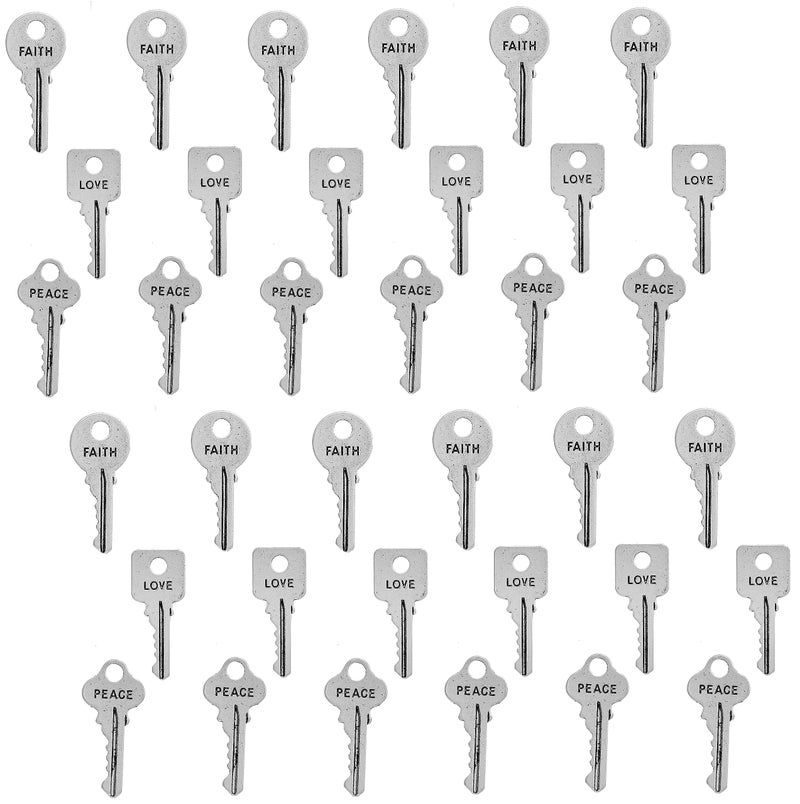 JGFinds Key Charms Small/Tiny Faith Peace Love Inspirational Message, Silver Tone, 1 Inch, 54 Pack (18 of Each) - Image 1
